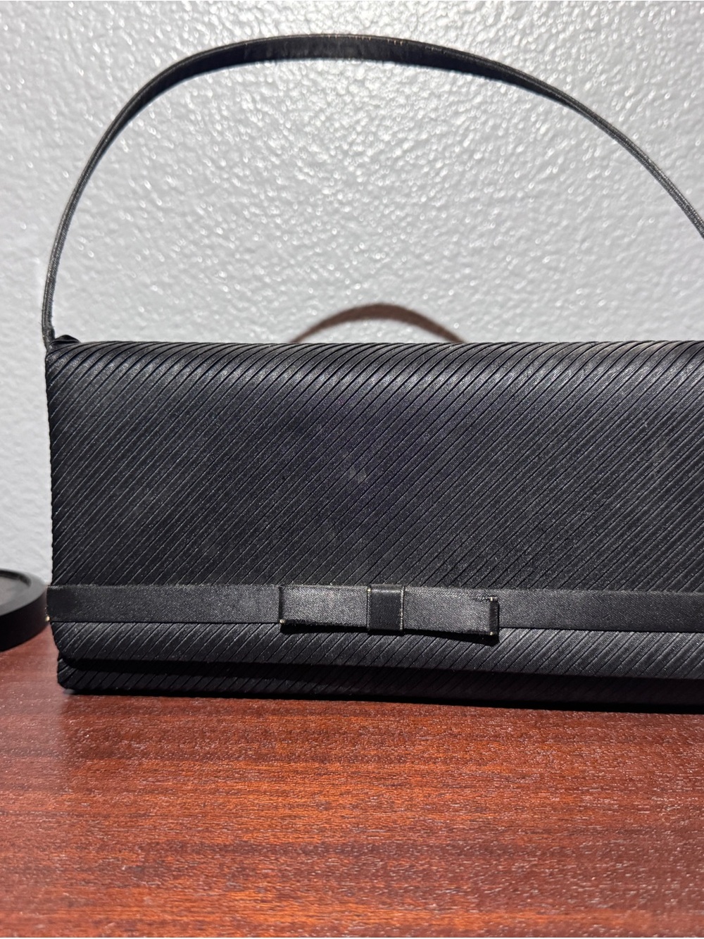 Black Satin Evening Bag with Top Handle